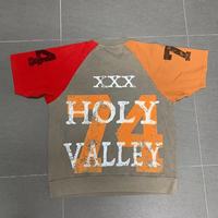 T-shirts surdimensionnés personnalisés, impression DTG, logo, 100% coton, couleur contrastée, t-shirt pour homme, effet délavé, patchwork