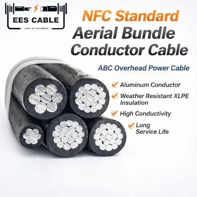 NF C 33-209 Aluminum Aerial Bundled Cable ABC 3*35+54.6+16mm²  3*50+54.6+16mm² Pre-assembled Overhead Cable