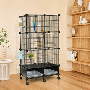 Villa para Loros, Jaula Grande Móvil de Tres Niveles para Loros, Jaula de Metal con Alambre Denso, Casa Nido para Pájaros, Jaula de Múltiples Niveles para Loros - Product Image 2