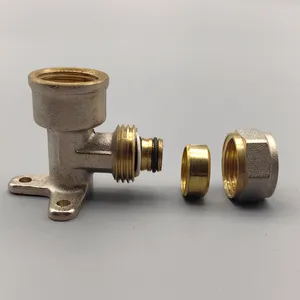 Brass Fittings  Female thread Brass wall seat PEX elbow pipe fitting