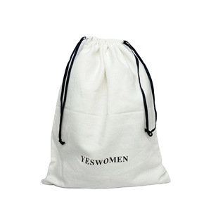 Eco-friendly White Cotton Packing Dust <b>Bag</b> for Shoe Reusable Custom Logo Printed Drawstring Gift Hat Dust Muslin Pouch - Product Image 1