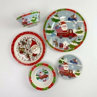 Assiette de Noël en mélamine ronde pour dessert et collation, vaisselle de fête à motif de dessin animé pour enfants