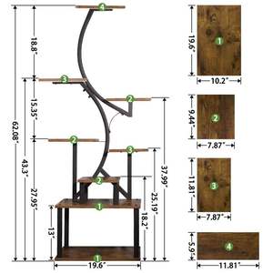 Soporte para Plantas de Interior de 8 Niveles, <span class=keywords><strong>Hierro</strong></span> y Madera, Diseño Moderno y Simple, Ligero y Duradero, con Jaula de Almacenamiento - Product Image 3