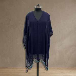 Cotton Woven Women's Kimono with Floral Print Contrast Color Long Sleeves - Product Image 3