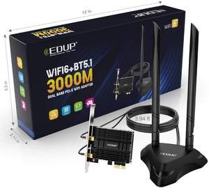 EDUP Haute Vitesse Tri-bande AX3000 BT5.2 WiFi 6E <span class=keywords><strong>AX210NGW</strong></span> Avec Prolongateur D'antenne Basé - Product Image 6
