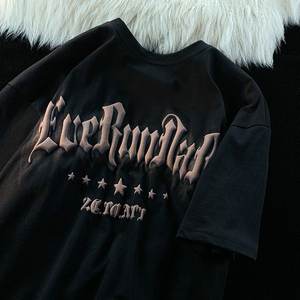 เสื้อยืดพิมพ์ลายสำหรับผู้ชายเสื้อยืดพิมพ์ลายแบบพองสำหรับผู้ชายเสื้อยืดผ้าฝ้ายธรรมดาออกแบบโลโก้ได้ตามต้องการ - Product Image 5