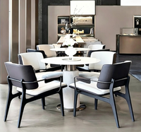 Ensemble de sièges de restaurant modernes, table à manger en marbre doré, chaise, canapé