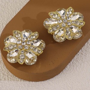 Broche en forme de fleur avec strass, en alliage de zinc, sertie de pierres, accessoire de fête pour femme, or rose - Product Image 2