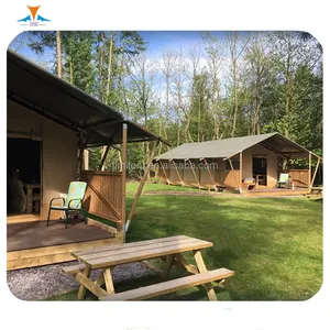 户外双层屋顶 PVC/Cavas 材料豪华 Glamping 小屋帐篷用于营地