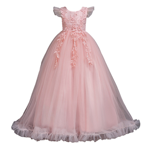Stile occidentale abito da sposa ragazza fiore rosa tulle vestito da principessa elegante compleanno ragazza <span class=keywords><strong>abiti</strong></span> da festa <span class=keywords><strong>per</strong></span> 8Y - Product Image 4