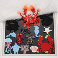 Appliques 3D personnalisées faites à la main avec paillettes, animaux marins, étoiles de mer, coquillages, tortues de mer, dauphins, strass perlés, broderie PVC