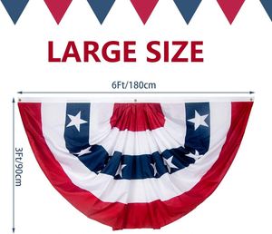 Drapeau plissé de haute qualité USA Amérique, décoration intérieure et extérieure pour porche, drapeau Mexique demi-éventail pour célébrations de vacances - Product Image 2