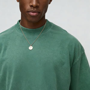 Camiseta de Hombre, Corte Cuadrado, Hombros Caídos, Cuello Redondo Simulado Vintage, Camiseta Lisa Lavada, Diseño Personalizado al por Mayor, Camiseta de Algodón de Primavera para Hombre - Product Image 3