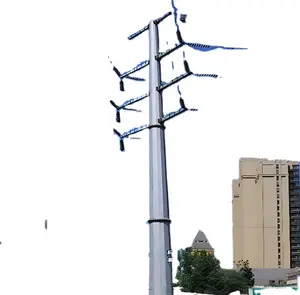 Poste de acero de línea de transmisión, poste de energía eléctrica, torre Tubular