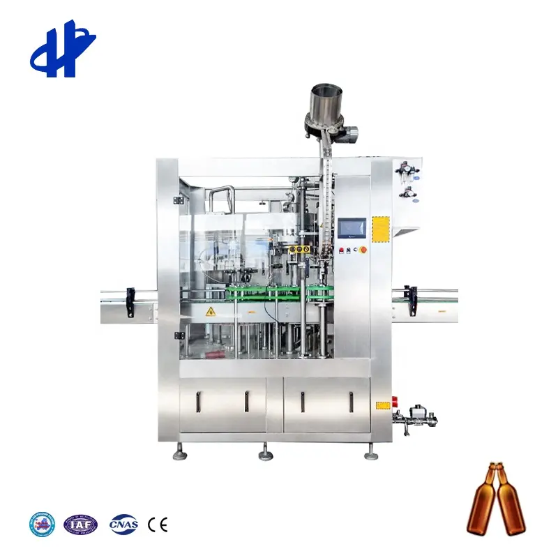 6 Filling Valves Isobaric Beer Glass Bottle Filler 3 In 1 Filling Line From Shandong HG Machinery Co.  Ltd