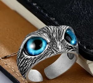 Verstellbare Eule Silber Ring Persönlichkeit Design Vintage Ring Evil Eye Modeschmuck Ringe