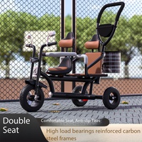 Tricycle double pour enfants avec pédales, style poussette, vélo à roulettes, cadre en métal, capacité de charge de 150 kg, pour garçons et filles, sécurité en plein air