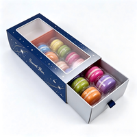 Boîte en papier personnalisée pour 12 macarons avec fenêtre transparente, fabriquée avec des matériaux recyclés pour l'emballage alimentaire, ensemble de boîtes à macarons