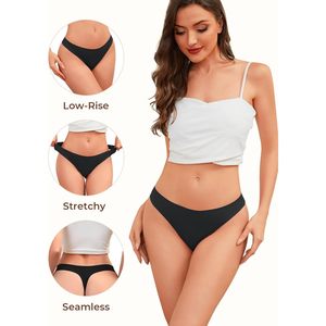 Lot de 5 strings sans couture pour femmes, culottes invisibles taille basse, sous-vêtements confortables et extensibles pour la gym et l'entraînement - Product Image 3