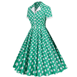 Vintage des années 1950 Hepburn Style grande balançoire robe rétro demoiselle d'honneur Performance vêtements avant en mousseline de soie été vacances pique-nique Photo - Product Image 2