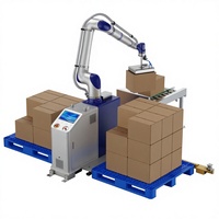 Paletizador Fijo JINWEI DS-CR35-U de 35 kg y 2246 mm, Motor PLC de 5 Ejes, CE ISO 10218, 8 Piezas/min, IP67, Paletización Automática Colaborativa