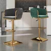 Tabourets de bar modernes nordiques en métal de luxe en velours doré chaise haute pivotante pour la salle à manger et le hall meubles de cuisine avec table