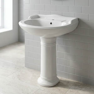 Lavabo sur pied Vistaar en céramique, forme carrée, pour salle de bain - Product Image 1
