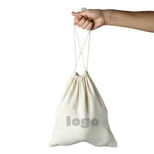 Benutzer definiertes Logo gedruckt umwelt freundliche Bio-Musselin Baumwoll beutel Werbe weiß Kaliko Stoff Verpackung Leinwand Kordel zug Tasche