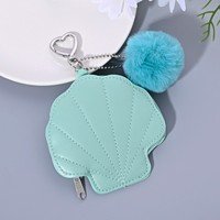 Dompet Koin PU Bentuk Kerang Laut Kustom, Dompet Mini Lucu dengan Ritsleting, Kantong Kunci dan Koin Portabel untuk Wanita