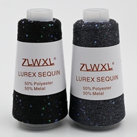 Fil à tricoter métallique recyclé en Lurex argent pur et paillettes de 50g, tissage mélangé, motif teint, vente en gros