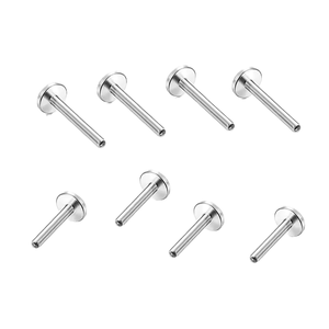 Clous de lèvre en titane F136 Getta, bijoux de corps de mariage en zircon argenté, clous d'oreille pour couples, accessoires à dos plat - Product Image 1