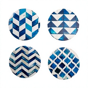 Wood And Mother Of Pearl Coaster Set Deluxe Quality Customized Size Cup Glass Coaster Set At Cheapest Price - Product Image 1