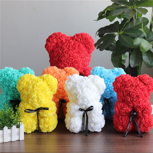 2022 Amazon Hot 25cm artificial Foam valentines day gift Teddy Bear Rose bear flower