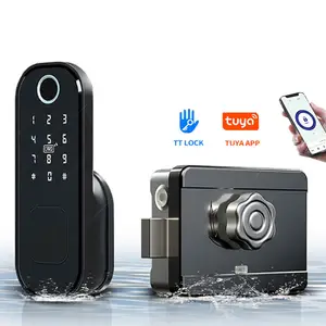 Outdoor Electric Rim Lock Gate Waterproof APP Bluetooth Wifi Digital Keypad Fingerprint Card Smart Rim Door Lock