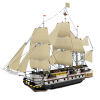 Modèle de bateau pirate en plastique en petites pièces compatible transfrontalier FFL, jouet éducatif à assembler, blocs de construction décoratifs, 800 pièces