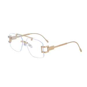 Lunettes de soleil sans monture Polo Haus pour femme, en métal, verres PC UV400, noires, vente en gros transfrontalière - Product Image 3