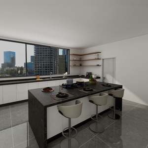 Isla de Cocina Modular de Estilo Moderno SANTOPOVA, Estructura de Aglomerado, Encimera de Cuarzo, Gabinetes de Cocina con Almacenamiento Integrado - Product Image 2