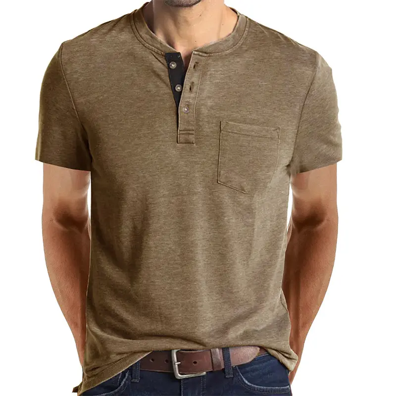 Custom 2023 summer new pullover button-down slim stitching men's short sleeve T-shirt clothing men's wholesale