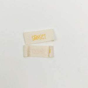 Custom Cotton Woven Eco-Friendly Clothing <b>Labels</b> Luxury Damask Satin Neck Sewn Tags for Organic Garments - Product Image 1