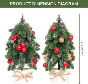 Petit sapin de Noël, décorations de sapin de Noël artificielles avec baies rouges et pommes de pin, pour mariage, fêtes, intérieur, Noël - Product Image 3