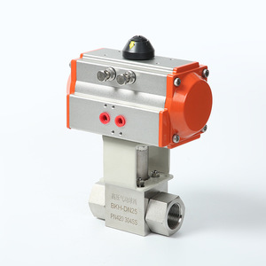 Vanne à boisseau sphérique pneumatique haute pression BKH DN25 PN420 304SS filetée pour usage industriel à l'hydrogène - Product Image 1