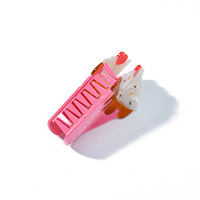 Pince à cheveux en acétate, série Desserts Glacés Thème Dessin Animé, design unique et élégant, pince requin, accessoire premium de niche pour cheveux