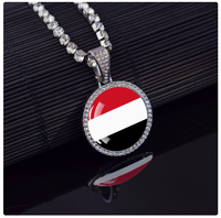 Kalung Bendera Sudan Custom Grosir Berhiaskan Berlian Penuh, Souvenir Aksesoris Fashionable, Kalung Alloy untuk Pria Wanita