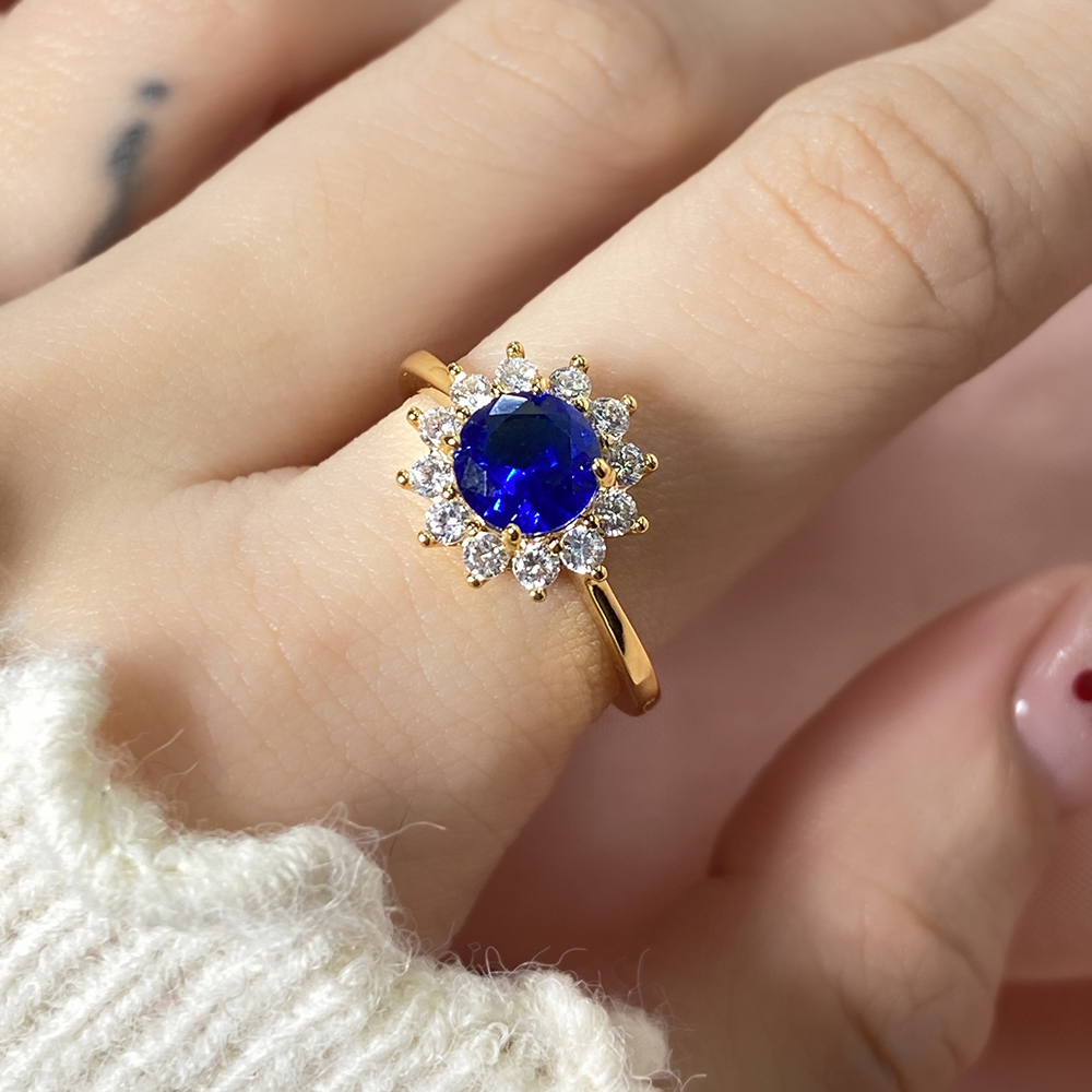 Blue stone 18k plating