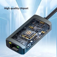 Çift Kafalı Tip-C USB-C Ethernet Adaptörü USB3.0 RJ45 Gigabit Kablolu Ağ Adaptörü 1000Mbps Uyumlu WindowsMacOS/Linux MacBook
