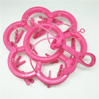 Cintres à 16 clips ronds en plastique, lot de 10 pièces, pinces coupe-vent, sous-vêtements, chevilles pliables