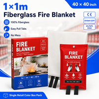 Couverture anti-feu en fibre de verre 1x1m certifiée CE, emballage carton, vente en gros pour importateurs et distributeurs