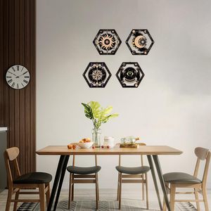 4 Piezas de Madera con Forma Irregular de Sol, Luna y Estrella, Estilo Brujería, Tarot, Abstracto, Místico, Celestial, Letrero Colgante, Bohemio, Gótico, Astrología, Decoración del Hogar - Product Image 5