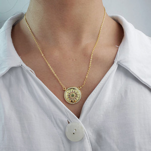 NZ1155 Chic Dainty Gold Plated zircone Diamond CZ Micro pavimentato Moon and Star Medal <span class=keywords><strong>Evil</strong></span> Eyes Daisy Disc Charm Chain collana - Product Image 5