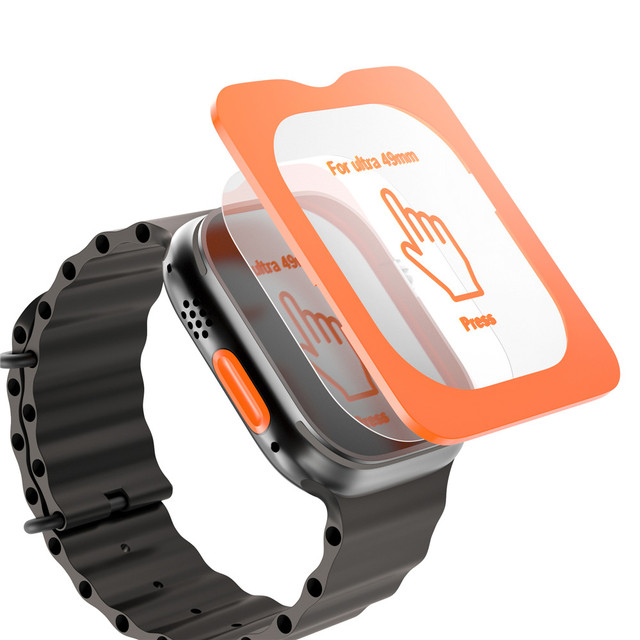 Easy Install 2.5D Silk Print 9H Clear Watch Tempered Glass Screen Protector for IWatch Series Ultra 49mm With Alignment Tool